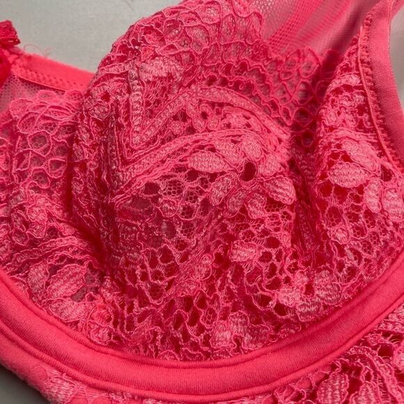 VICTORIA’S SECRET Lace bra pink/orange,34C,Demi-Bust - Picture 8 of 15